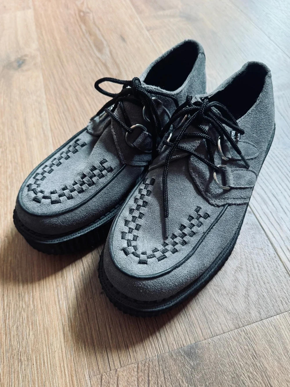 T.U.K. Grey Suede Viva Creeper Shoes